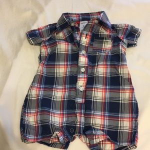 Red white and blue one piece summer romper boy
